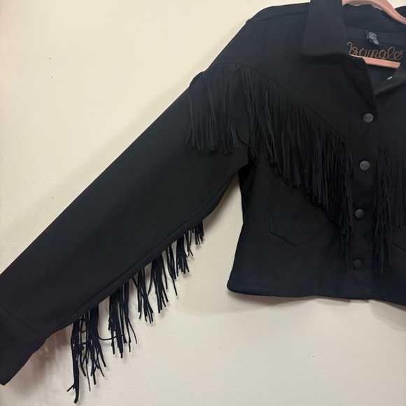 Wrangler black cropped fringe jacket women’s XL rodeo cowgirl retro rocker - Picture 6 of 7